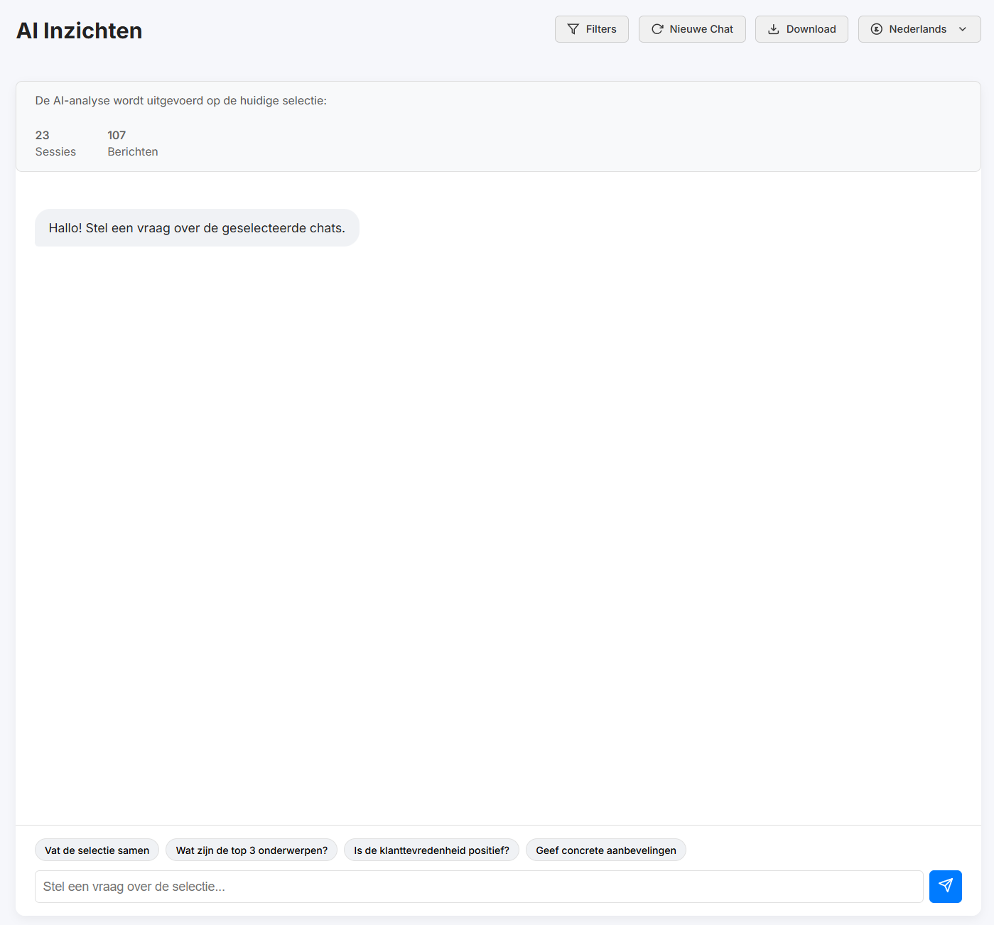 AI Inzichten Chat Interface